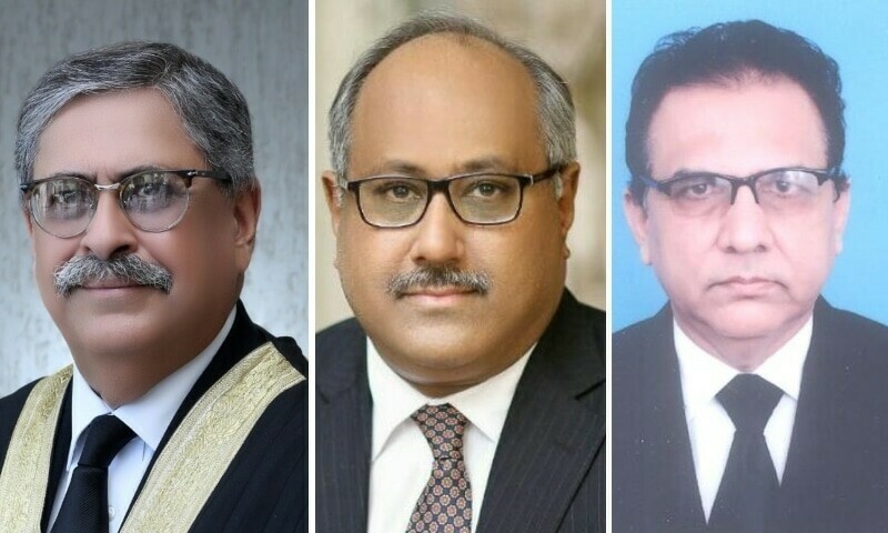 <p>This combination photo shows  Islamabad High Court Chief Justice Athar Minallah (left), Justice Shahid Waheed of the Lahore High Court (middle) and Justice Syed Hasan Azhar Rizvi of the Sindh High Court (right). — Photo courtesy: LHC/IHC/SHC websites</p>