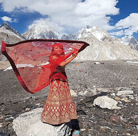 Naila Kiani in front of K2 in 2018 | Instagram