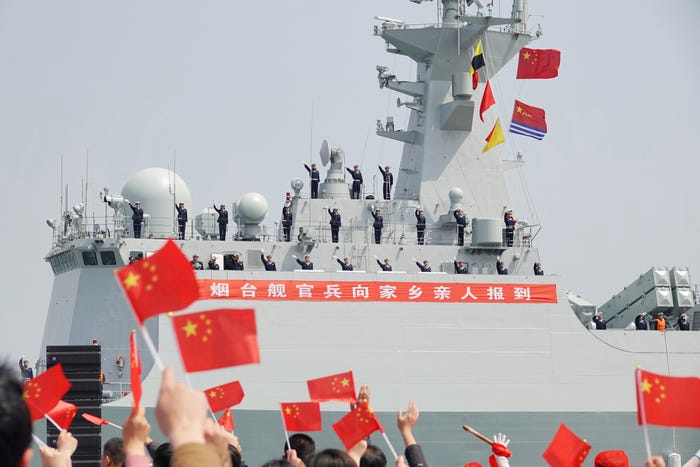 A Chinese naval frigate.