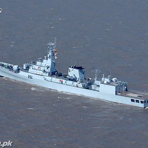 Pakistan's F-22P frigate undergoing sea trials in Chinese waters.
