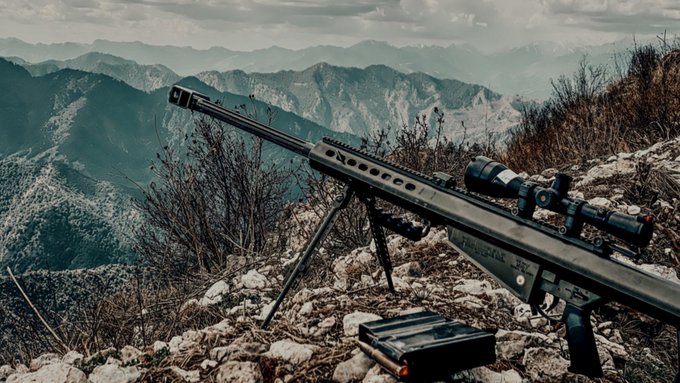 A Pakistani sniper rifle overlooks the mountainous border between Afghanistan and the Homeland.