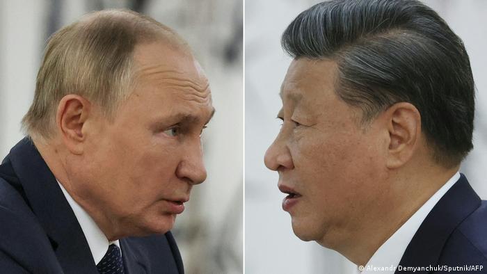 A combination of pictures showing Vladimir Putin (left) und Xi Jinping