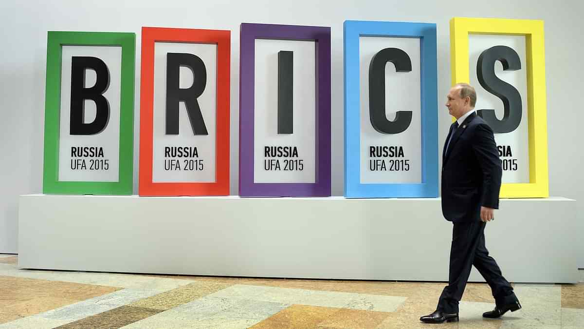Russia's President Vladimir Putin arrives for a welcome ceremony in Ufa, Bashkortostan, Russia on 9 July 2015 at the start of the 7th BRICS summit.
