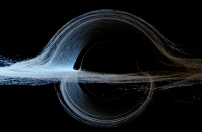 A more realistic simulation of the black hole featured in the movie Interstellar. (Credit: James et al./IOP Science)