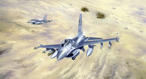 the swamp foxes, american f16a fighter jets take out fleeing iraqi tanks the air national guard in desert storm, iraq and kuwait, february 5, 1991 oil on canvas, by david poole, 1992 photo by vcg wilsoncorbis via getty images