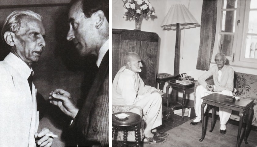 Lord Louis Mountbatten and Mr. Mohammad Ali Jinnah (left) during a quiet moment following the announcement of the Partition Plan in Delhi in June 1947. Khan Abdul Ghaffar Khan (right), popularly known as the Frontier Gandhi, had a 100-minute interview on June 18 at Jinnah’s Residence at Number 10 Aurangzeb Road, New Delhi. Afterwards the Quaid-i-Azam said, “we had a free and frank talk”, signalling the process of dialogue along with the transfer of power would move forward. (Courtesy: National Archives)