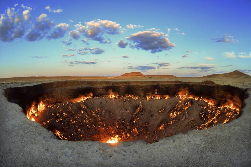 The crater fire named 'Gates of Hell' near Darvaza, Turkmenistan. Turkmenistan has the fourth-largest gas reserves in the world, more than the whole of Africa. AP