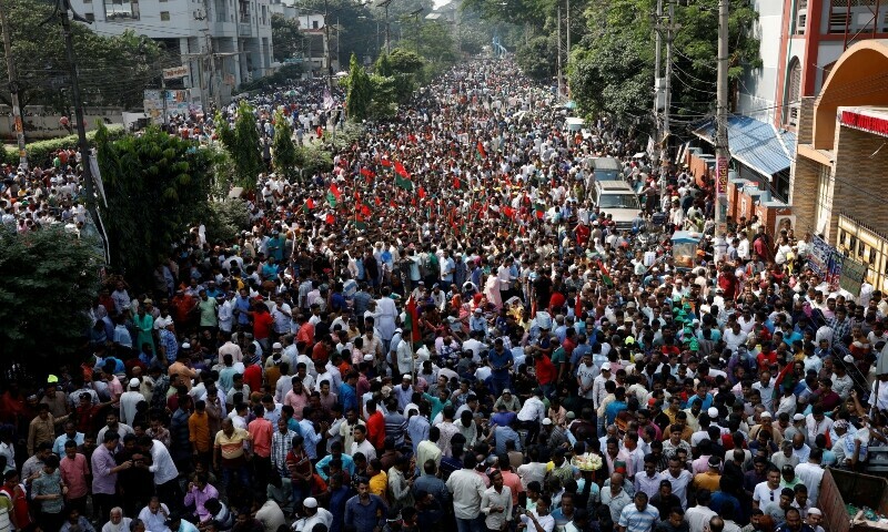 Supporters of Bangladesh Nationalist Party gather at Naya Paltan area to hold a rally in Dhaka, Bangladesh, October 28. — Reuters
