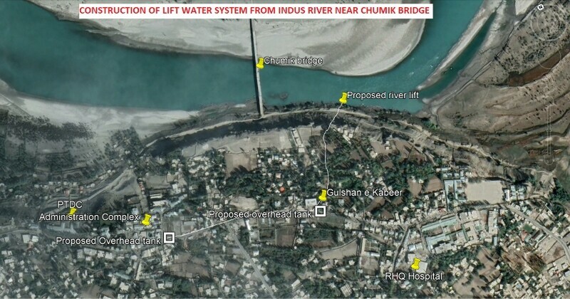  The map shows areas identified for lifting of water from the Indus. — Image courtesy district administration 