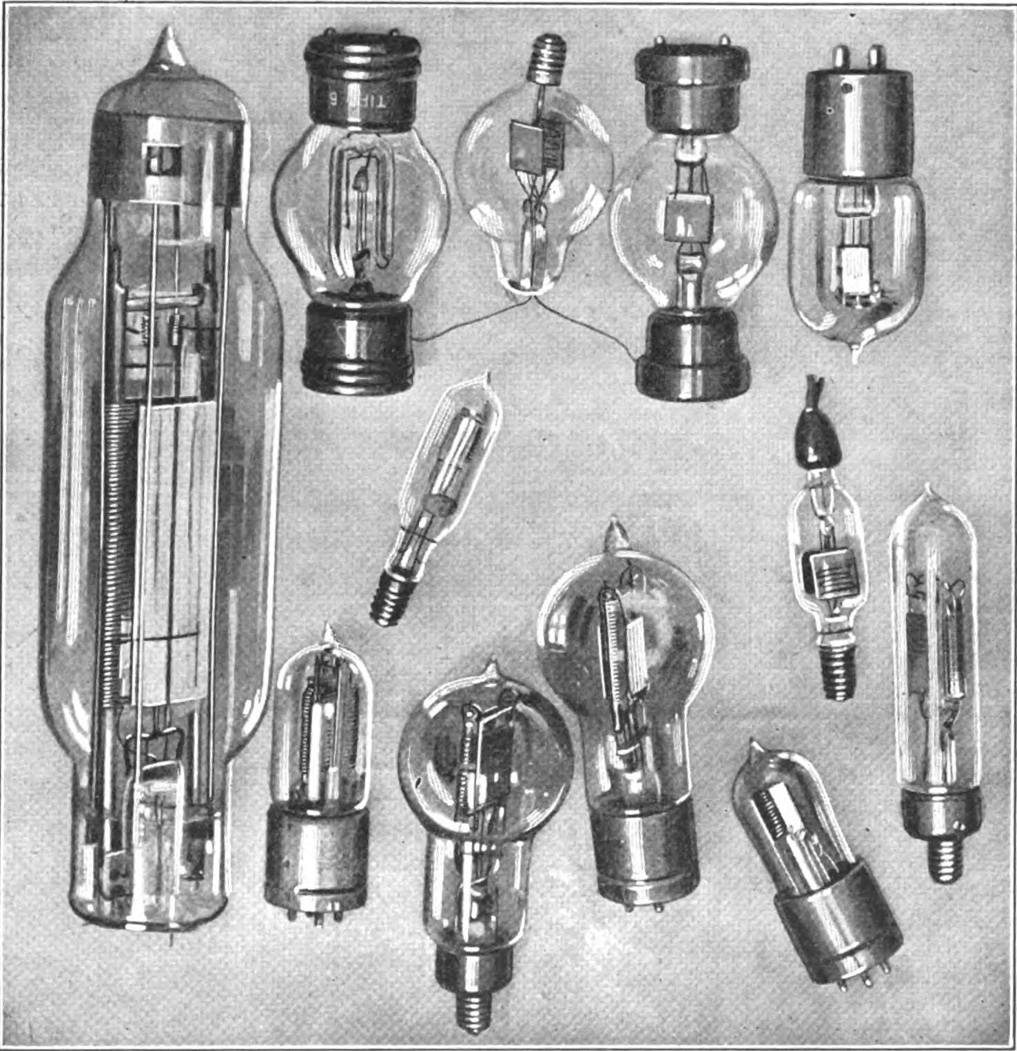 A collection of early triode vacuum tubes