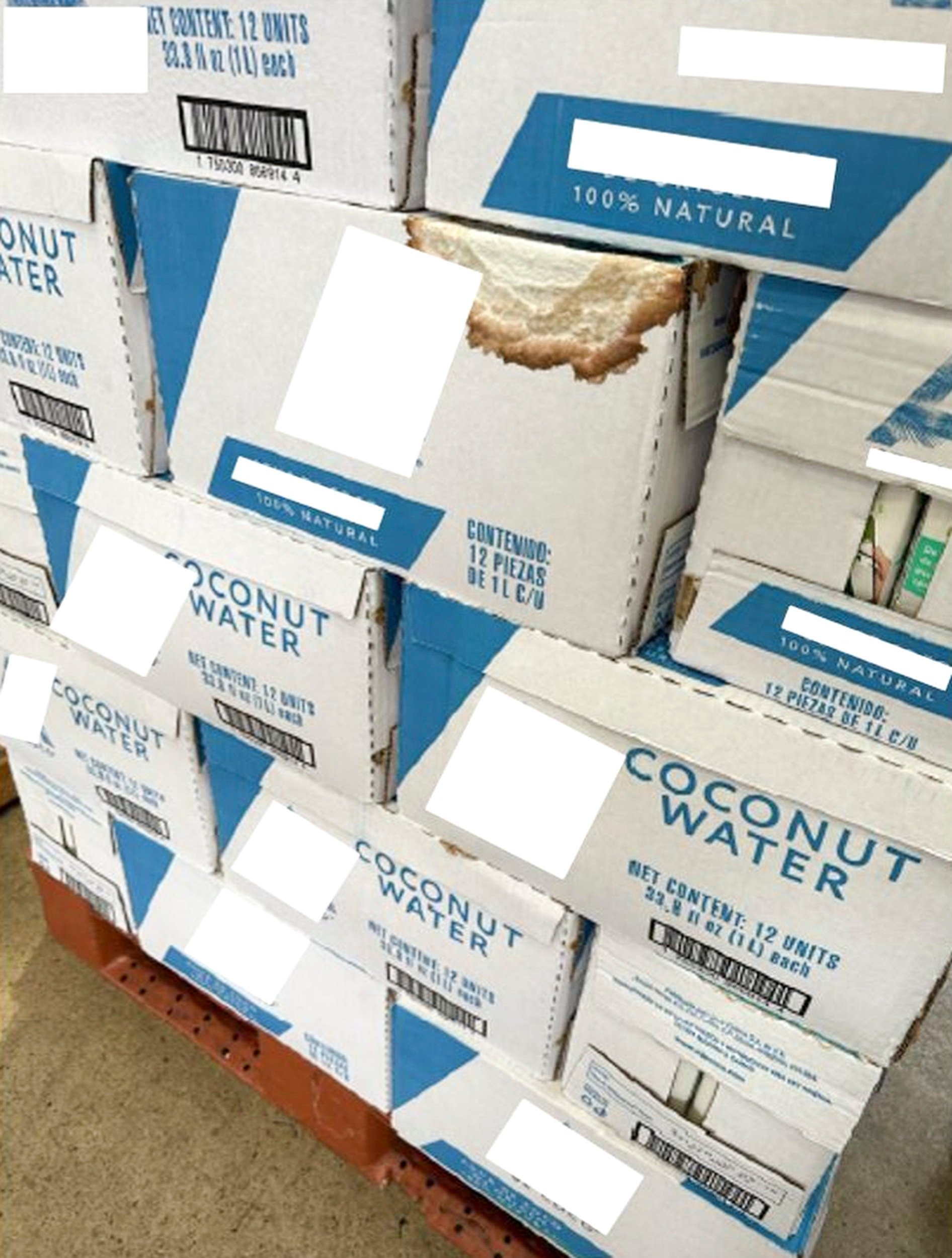 The consignment, labelled as coconut water, arrived in Hong Kong last Saturday. Photo: Handout