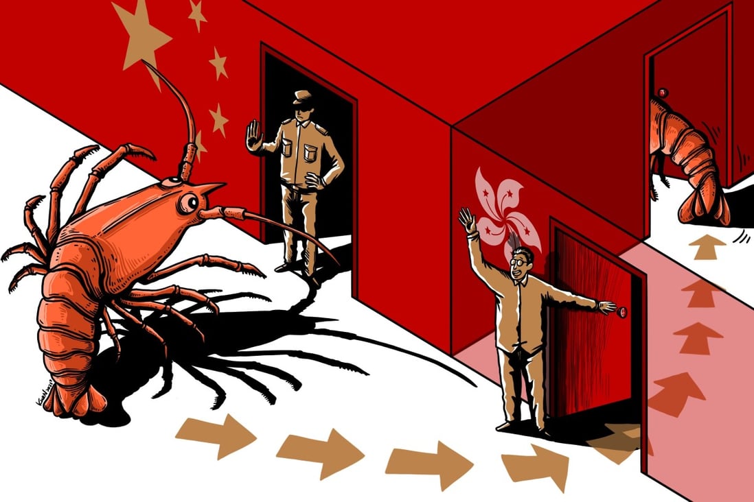 A Post investigation reveals that large numbers of Australian rock lobsters are circumventing an unofficial mainland ban by passing through Hong Kong and being smuggled north. Illustration: Lau Ka-kuen