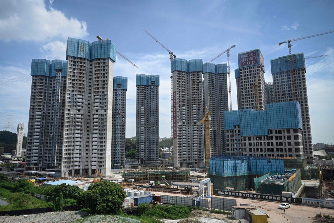 A housing complex under construction in Dongguan, southern Guangdong province in June 2022. Photo: AFP