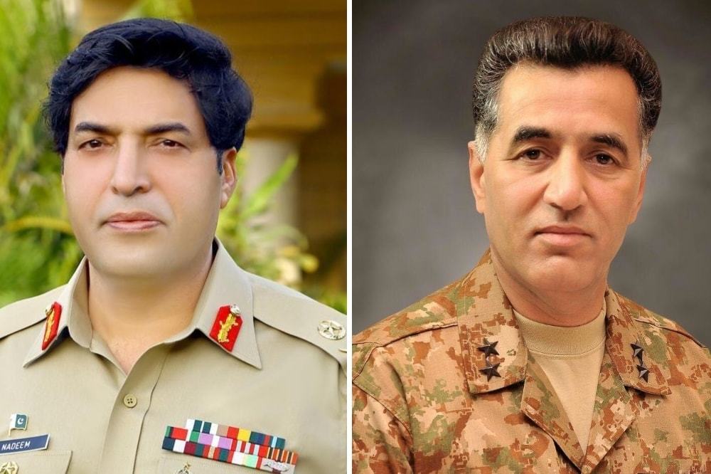 New ISI chief Lt Gen Nadeem Anjum (L) and Lt Gen Faiz Hameed. — Photo courtesy ISPR/File