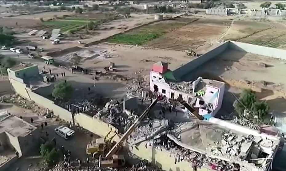 Video image shows destruction at a prison Saada in northern Yemen after it was hit in an airstrike.