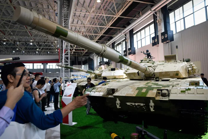 A Chinese VT-4 main battle tank is on display ahead of Airshow China in Zhuhai on Nov. 7, 2018. (Wang Zhao/AFP via Getty Images)
