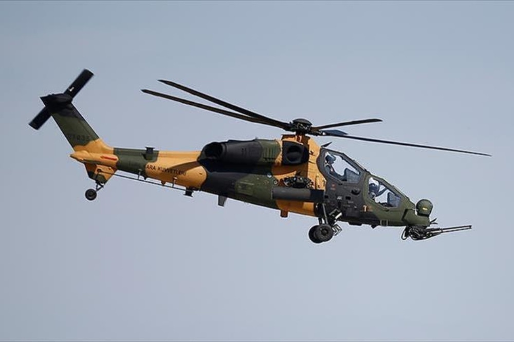The ATAK T-129 is a twin-engine, tandem seat, multi-role, all-weather attack helicopter based on the Agusta A129 Mangusta platform. — Anadolu Agency