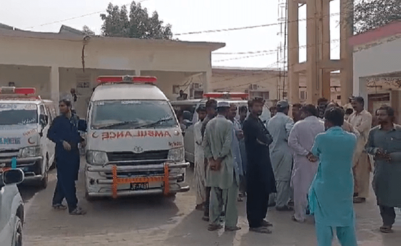 People gather at a local hospital in Turbat where the injured and the bodies were brought on Saturday morning.  — Photo provided by author