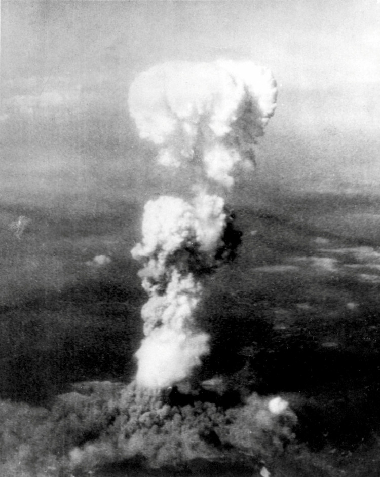 Smoke billows 20,000 feet (6,100 metres) after an atomic bomb codenamed Little Boy exploded