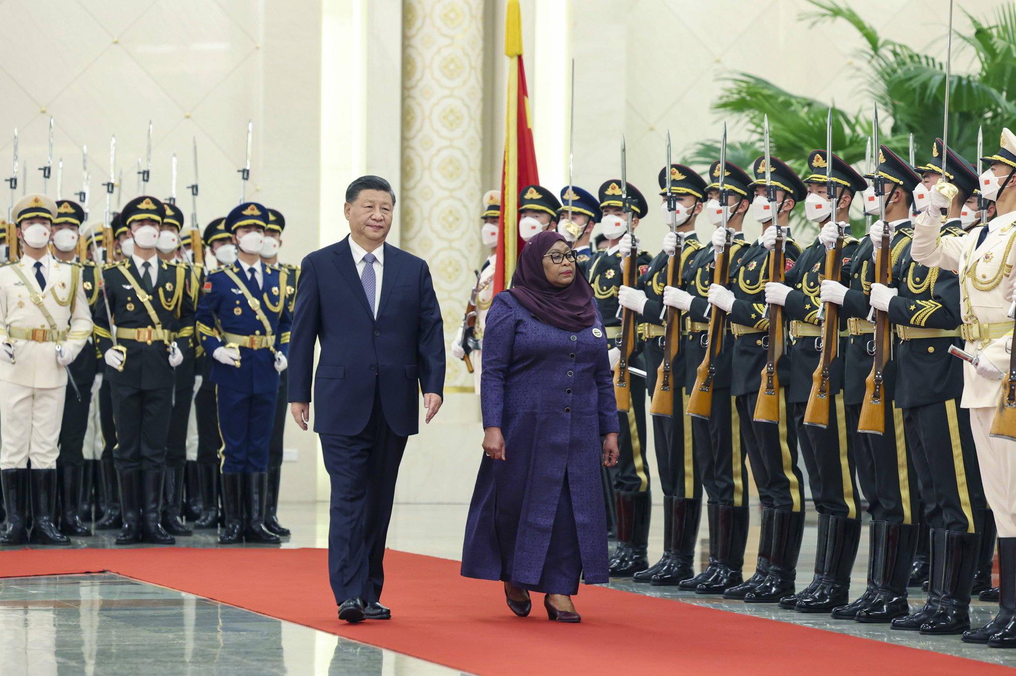 Chinese President Xi Jinping and Tanzanian President Samia Suluhu Hassan in Beijing. Photo: Xinhua