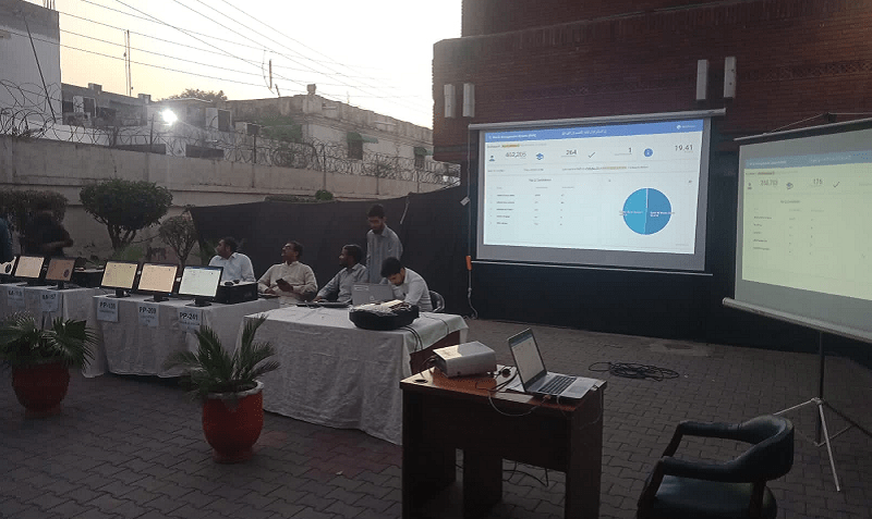 <p>An election result centre has been established at the Punjab election commission in Lahore to show real-time poll results to the media. — Photo provided by Imran Gabol</p>