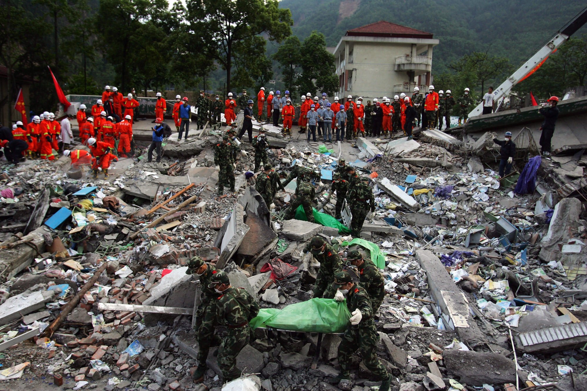 Tens of thousands of people lost their lives when the earthquake struck Wenchuan County in southwestern China in May 2008. Photo: Guang Niu/Getty Images