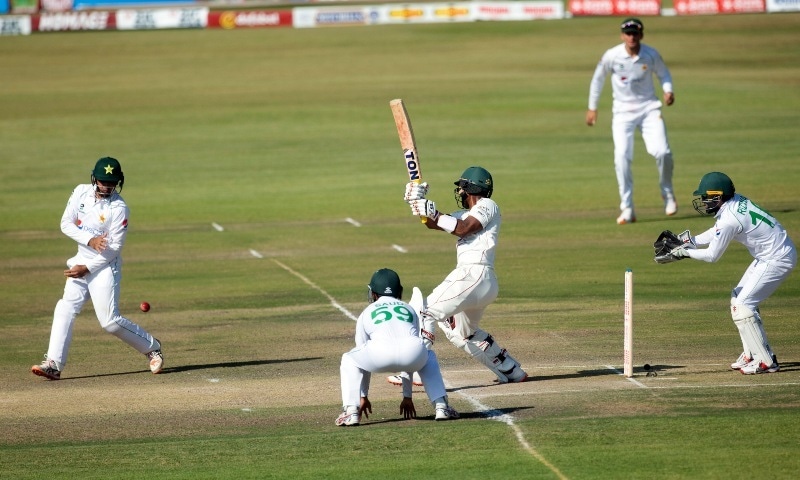 Zimbabwe batsman Regis Chakabva plays a shot during the second Test match against Pakistan at Harare Sports Club, Sunday, May, 9. — AP