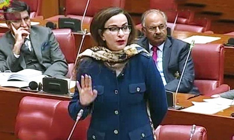 In this file photo, PPP Senator Sherry Rehman speaks in the upper house of parliament. — DawnNewsTV