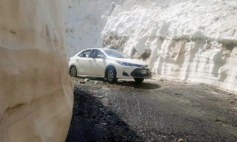 A file photo of a vehicle travelling through Babusar Pass.