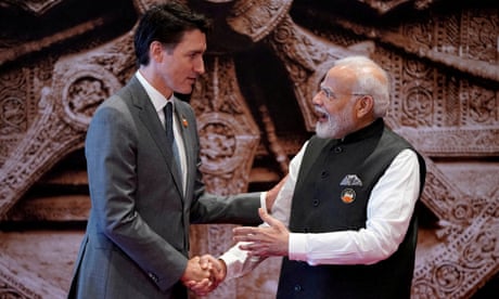 Justin Trudeau shakes hands with Narendra Modi at the G20 summit in India earlier this month
