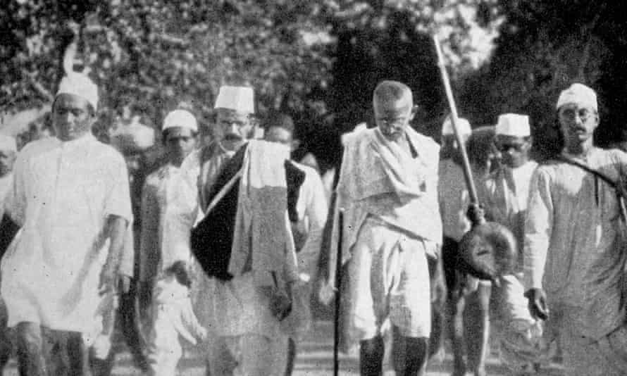 Mahatma Gandhi on a march