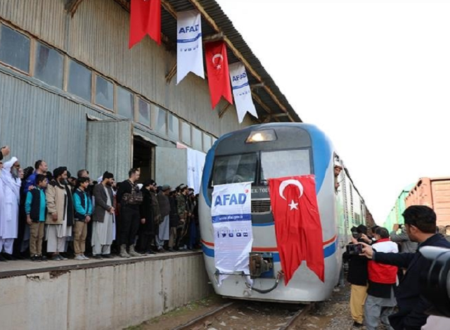 train carrying 750 tons of emergency supplies from turkey arrived in herat northeastern afghanistan on monday photo anadolu agency
