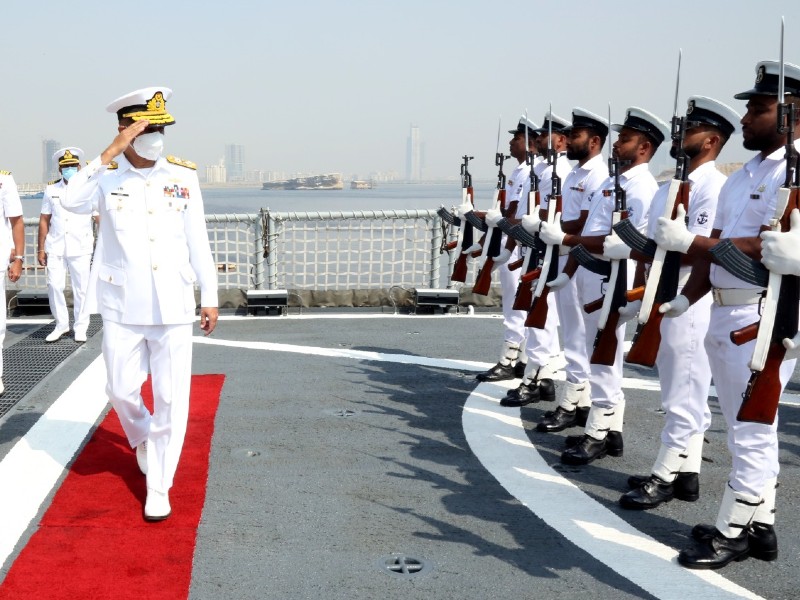 guard of honour presented to chief of naval staff admiral muhammad amjad khan niazi on board sri lankan ship during the multinational naval exercise aman 21 photo pakistan navy