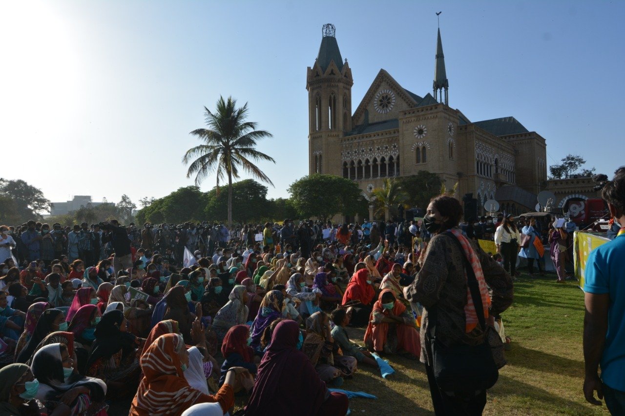citizen s protesting during the aurat march on march 8 in karachi