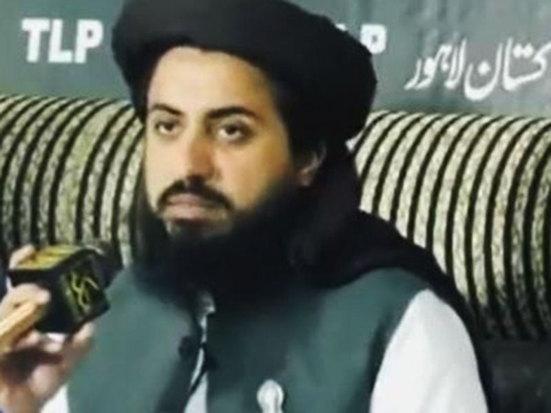 tehreek e labaik pakistan tlp chief saad hussain rizvi addressing a press conference in lahore screengrab