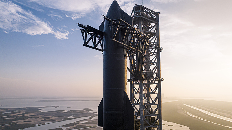 SpaceX’s Starship rocket sits on a launch pad at the company’s Starbase in Texas (Credits: SpaceX)