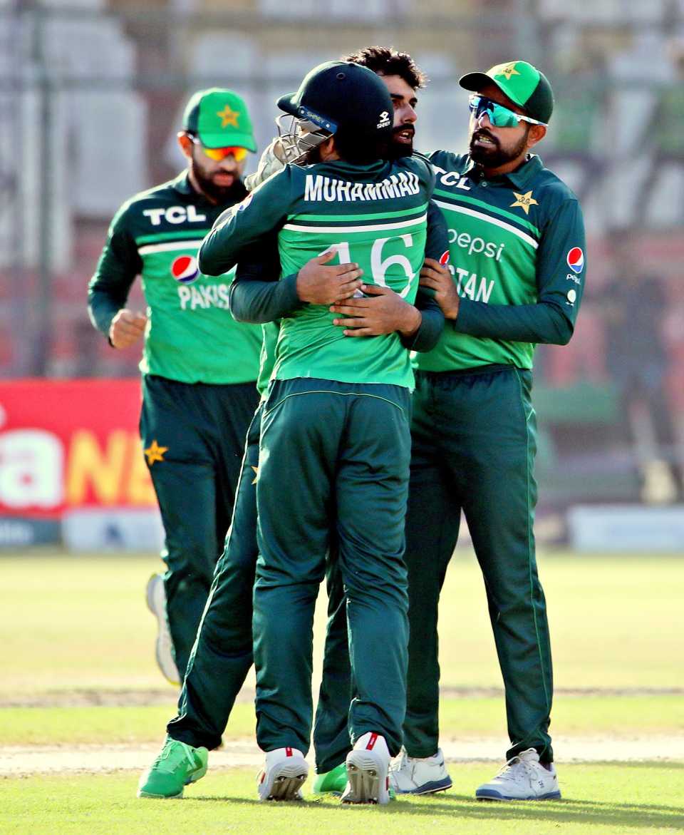 Shadab Khan celebrates a wicket