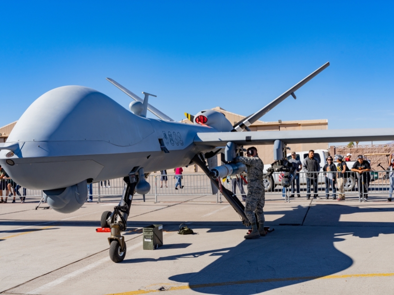 The unmanned MQ-9 Reaper drone can be armed with Hellfire missiles as well as laser-guided bombs. Photo: Shutterstock