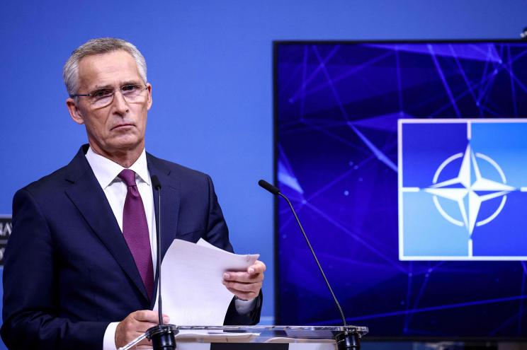 NATO Secretary General Jens Stoltenberg holds a press conference at the end of a two-day meeting of the alliance's Defence Ministers at the NATO headquarters in Brussels on October 13, 2022.