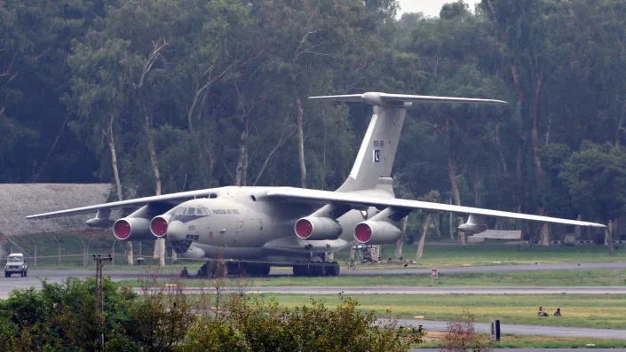 A Pakistan Air Force variant of the Il-78 aircraft is seen at PAF Base Minhas following an attack on the base by militants in 2012. (A. Majeed/AFP via Getty Images)