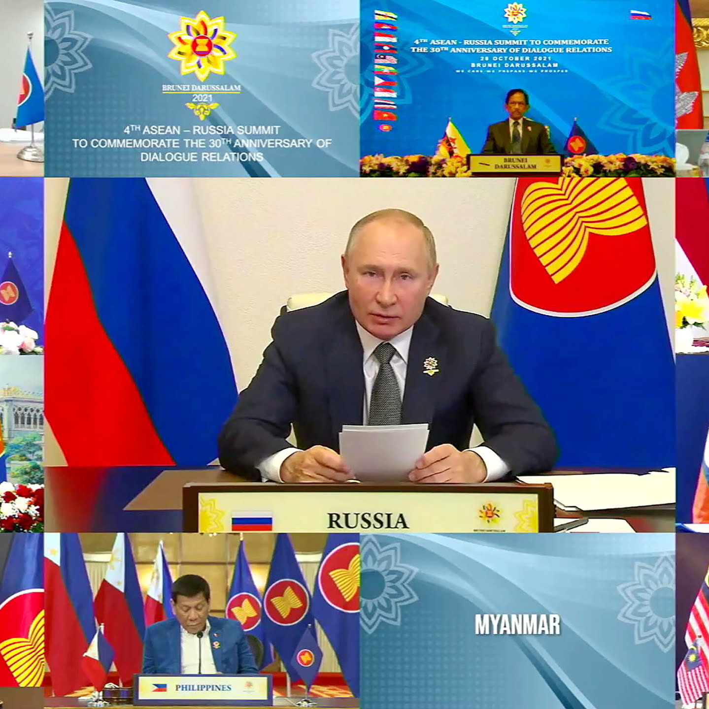 President Vladimir V. Putin of Russia speaking during a virtual summit hosted by the Association of Southeast Asian Nations, or ASEAN, in Bandar Seri Begawan, Brunei, last year.