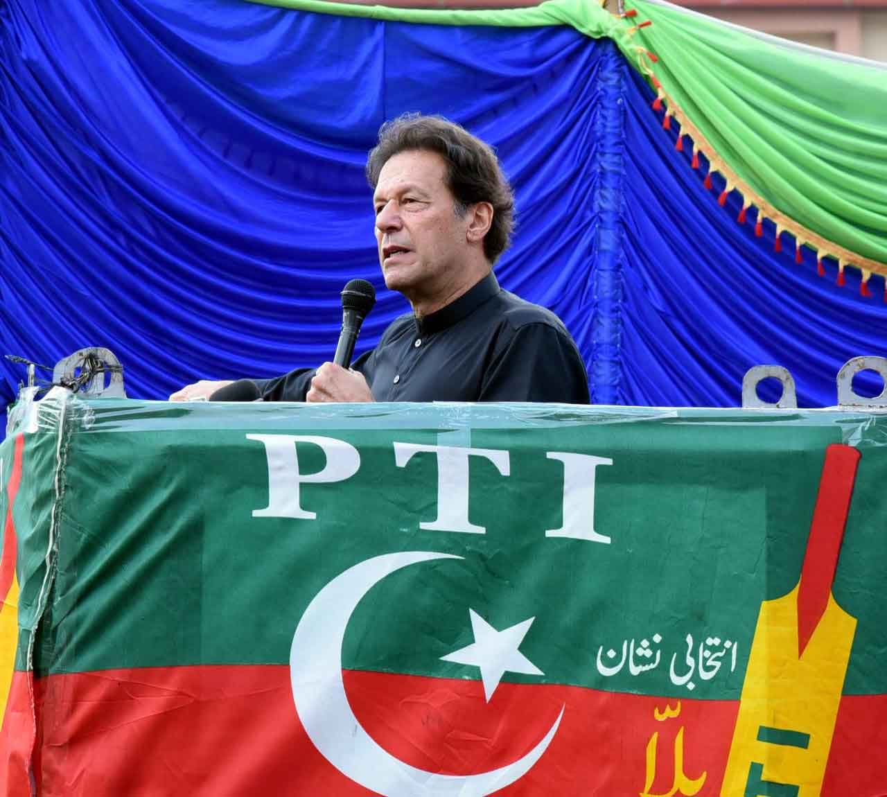Prime Minister Imran Khan addressing an election campaign rally in Tarar Khel, Azad Jammu and Kashmir, on July 23, 2021. — PTI