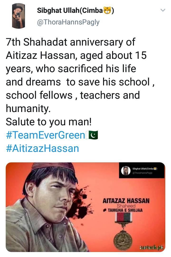 Remembering the brave Aitzaz Hasan on his 6th death anniversary ...