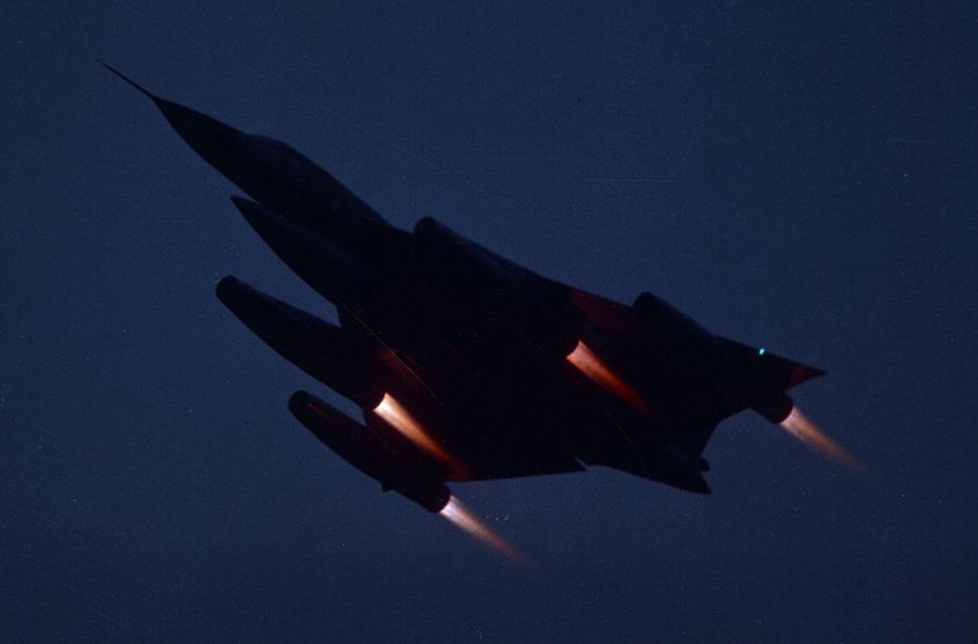 B-58 Hustler in afterburner at twilight..jpg