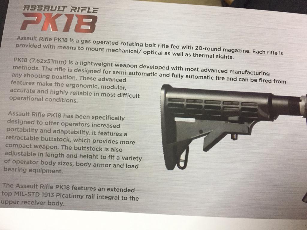 PK 18 Battlefield Rifle , SMG PK 21 (AK-103) and PK-10 are way forward ...