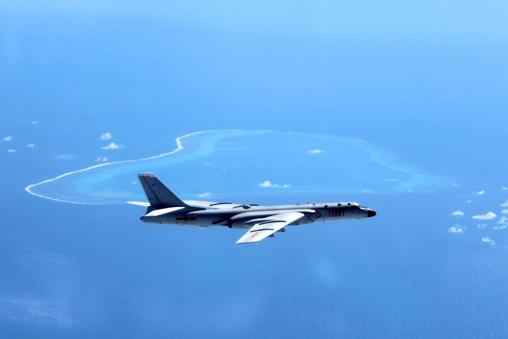 Chinese H-6K bomber patrolling islands and reefs, including Huangyan Dao, in the South China Sea.jpg