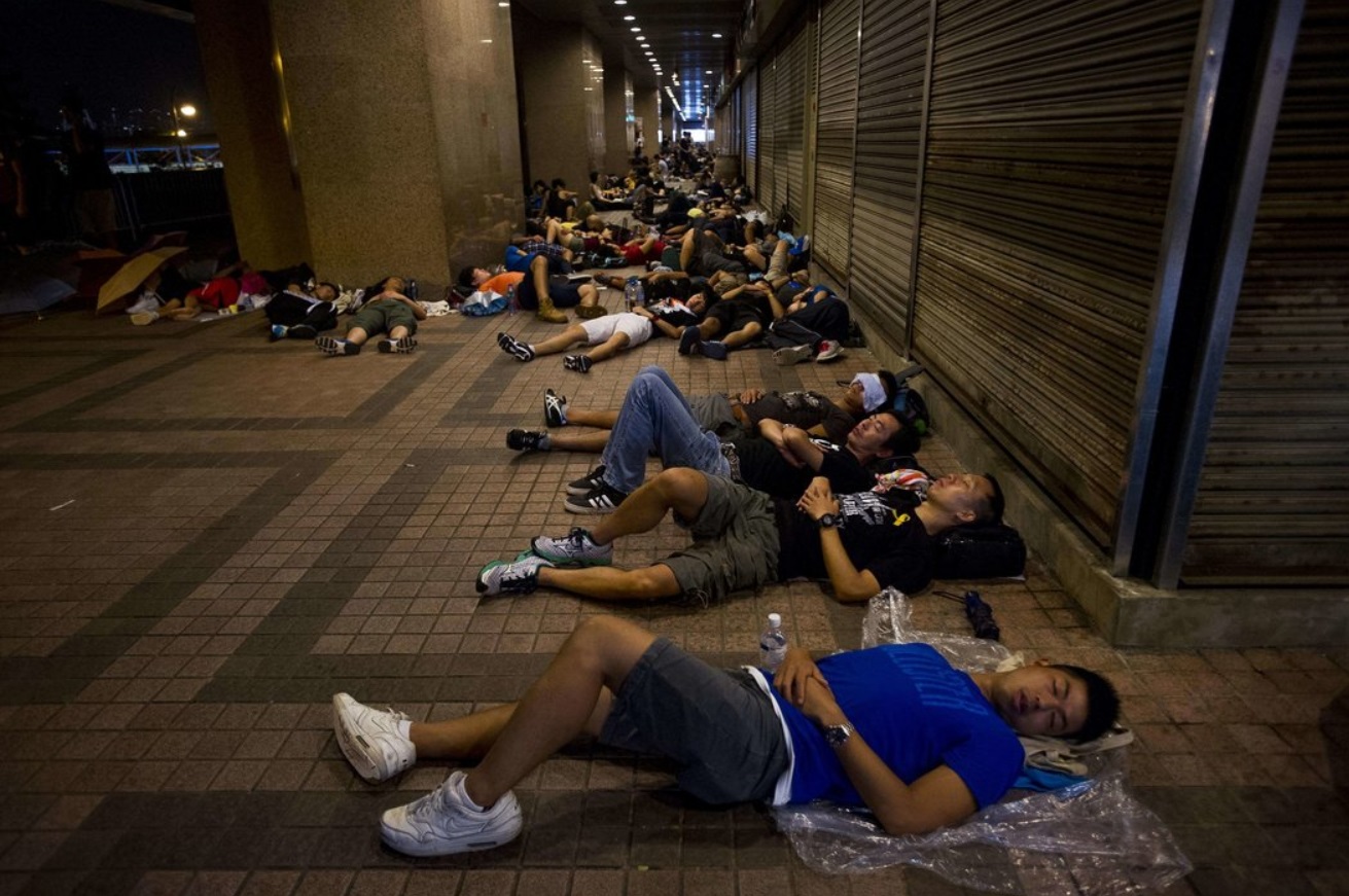 Demonstrators slept in Hong Kong’s Wanchai district..jpg