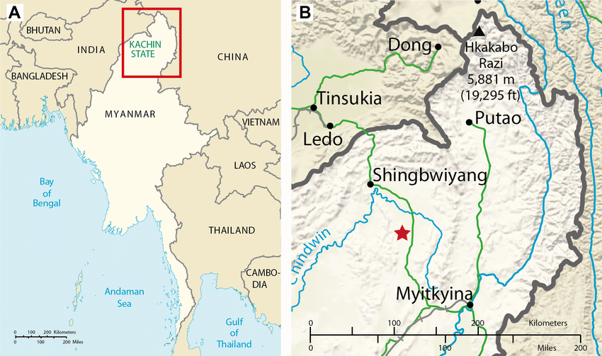 Geographic-maps-A-Map-of-Myanmar-B-Position-of-the-amber-outcrop-in-Kachin-state.png