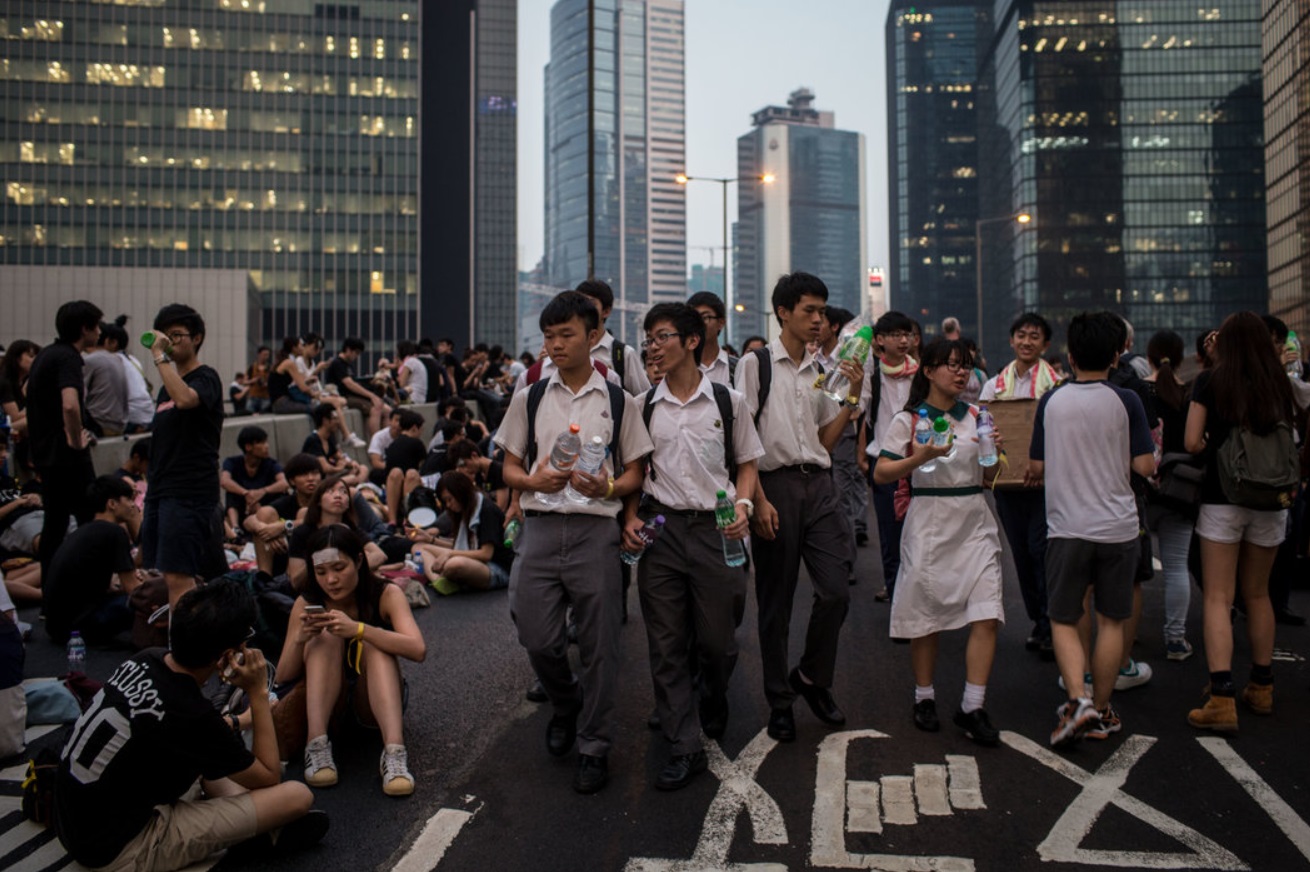 High school students handed out water and supplies to protesters..jpg