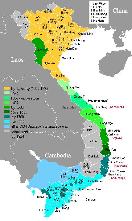 Nam_Tien  Map of Vietnam showing the conquest of the south (nam tiến, 1069-1834)..PNG